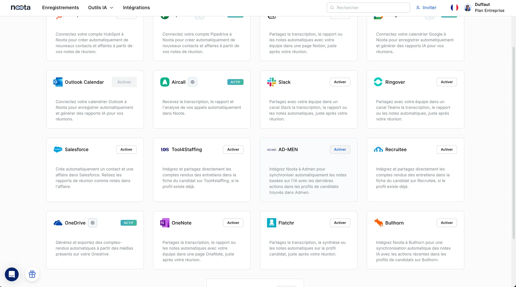 Turn on the integration in one click